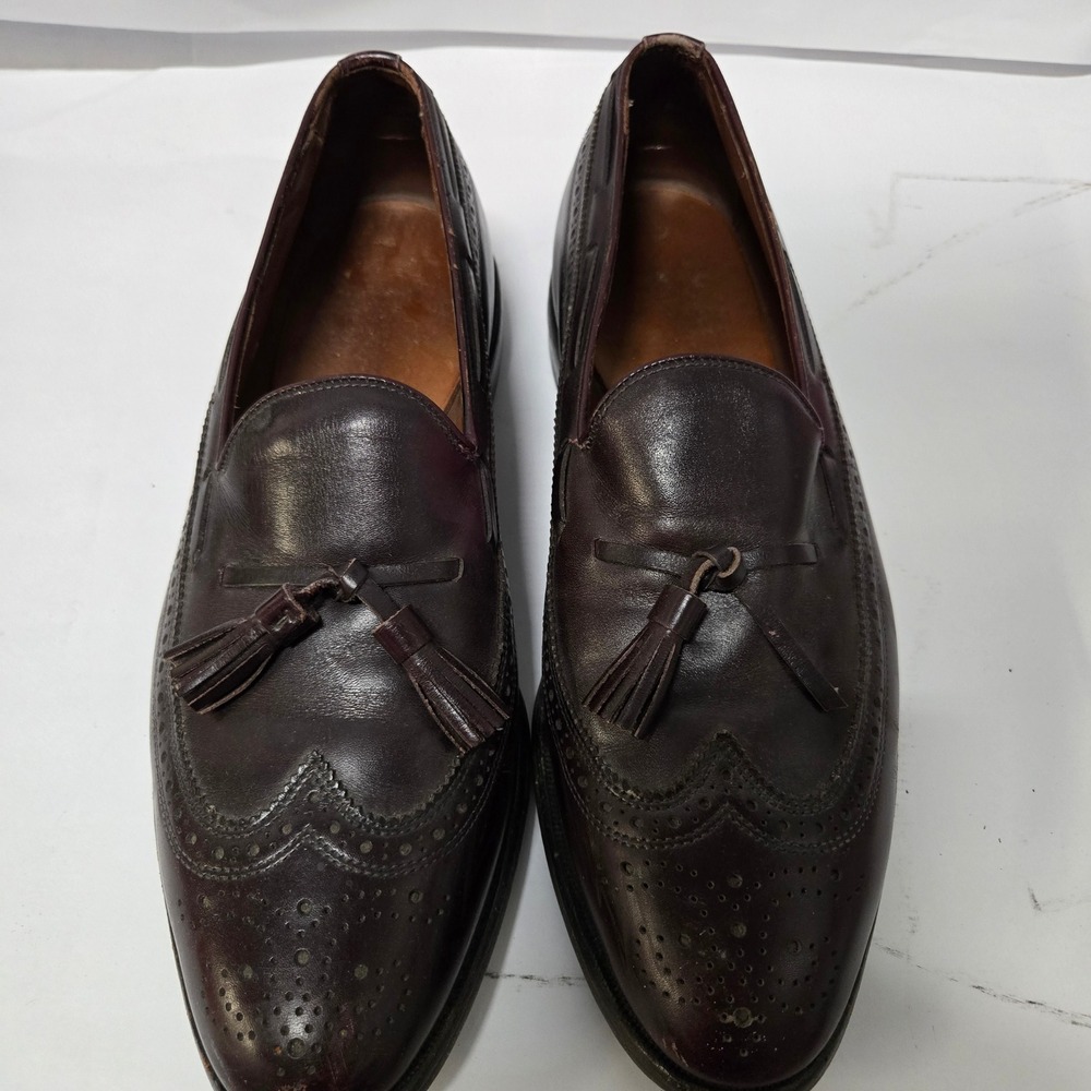 Allen Edmonds Manchester Burgundy Leather Wingtip Tassel Loafers Mens 8.5 D